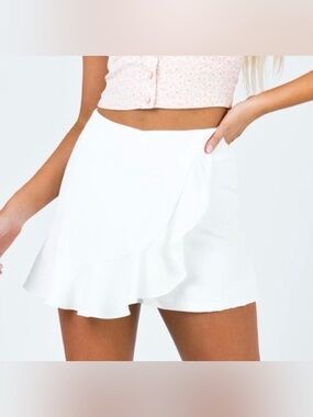 Princess Polly White Ruffle Skort